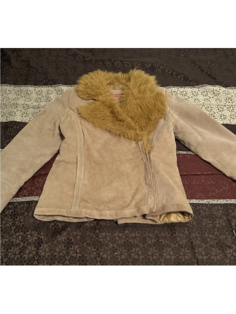 Vintage Jennifer J Leather Coat with Fur Collar